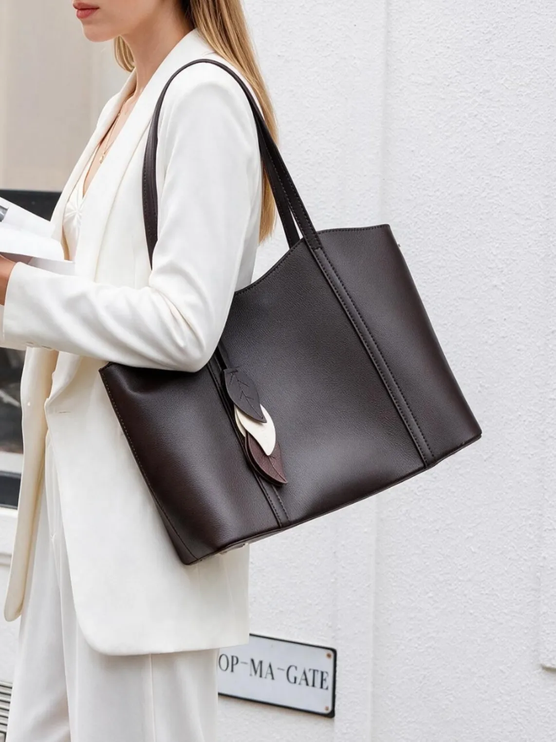 Full Grain Leather Casual Fashion Single Shoulder Tote Bag, Large Capacity Versatile Underarm Bag, Cross-border Commute Genuine