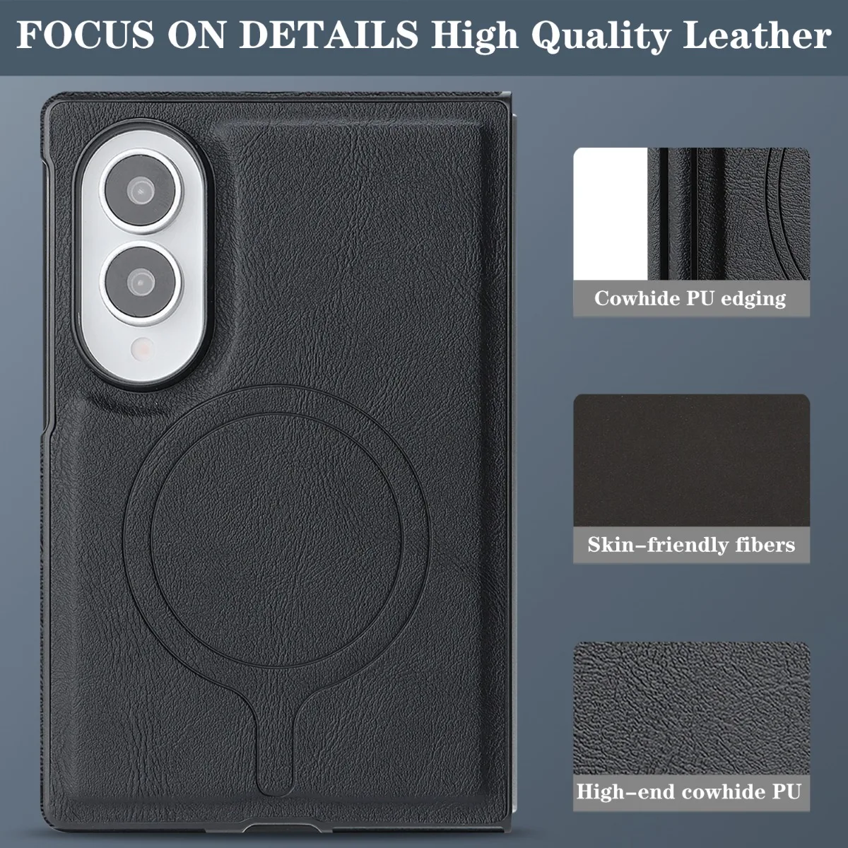Magnetic Carbon Fiber Leather Phone Case for Samsung Galaxy Z Fold 8 Ultra 7 6 5 4 Protector for Magsafe Wireless Charging Cover - view 3
