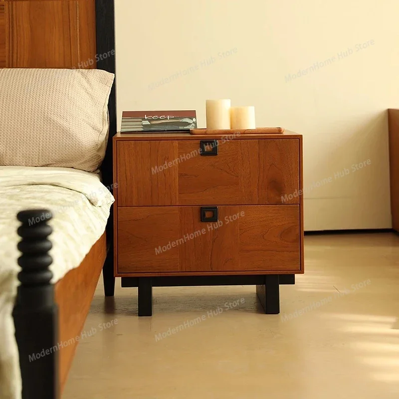 Vintage Nordic Night Unique Aesthetic Comfortable Storage Drawers Night Stand Luxury Space Saving Mesa De Cama Bedroom Furniture