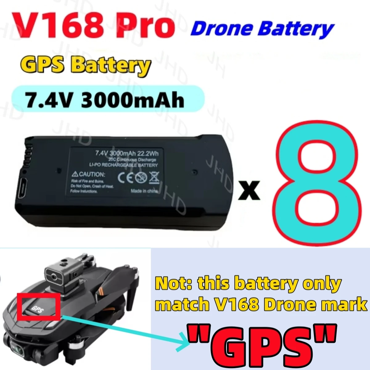 JHD-Batería Para Dron V168, pila para V168/V168 PRO/ V168 PRO MAX, sin GPS /GPS, para V168 PRO, venta al por mayor