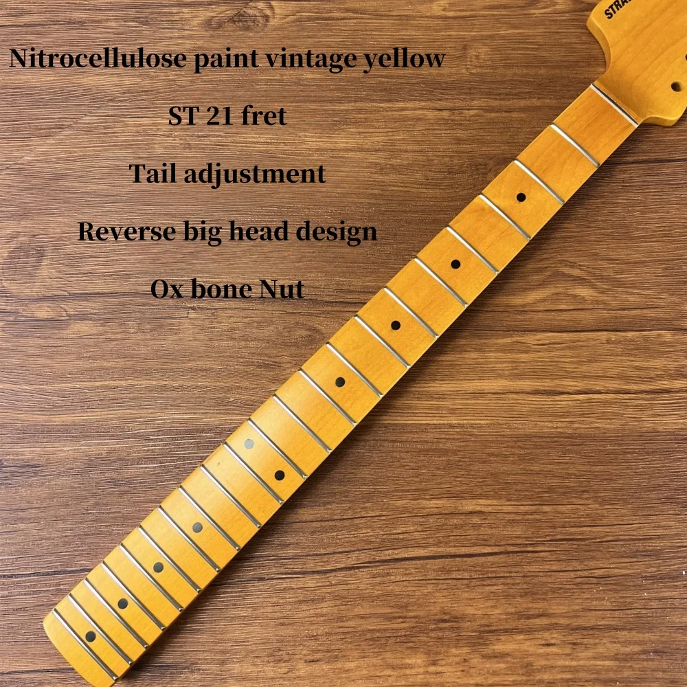 Vintage reverse large electric guitar neck nitrocellulose lacquer maple fretboard