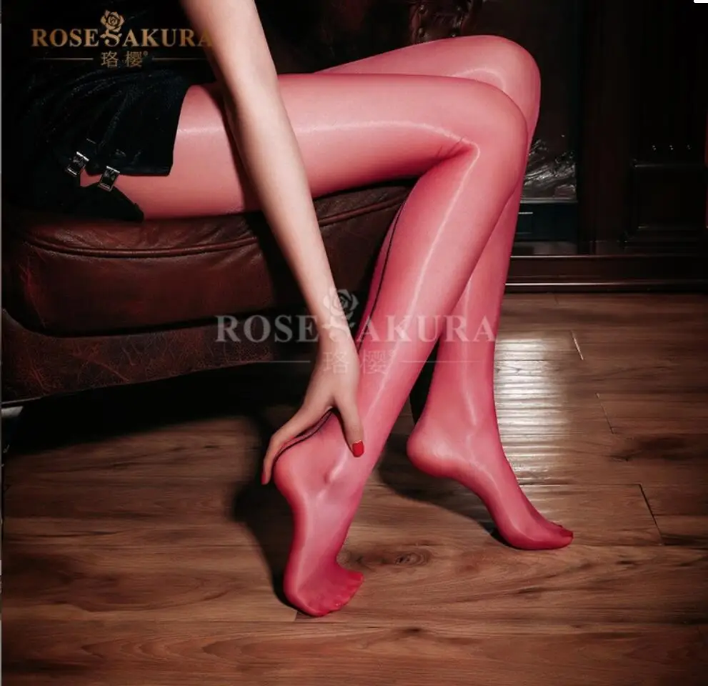 Luxury Back Line Retro Design Sheer Through Stockings Free Size Tights Oil Glossy Sexy Open Crotch Pantyhose S3510