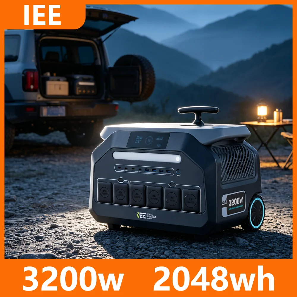 IEE P3200 Portable Power Station 3200W 2048Wh LiFePO4 Solar Generator Fast Charging EPS Backup Power for Home Emergency Camping RV Off-Grid Job Site