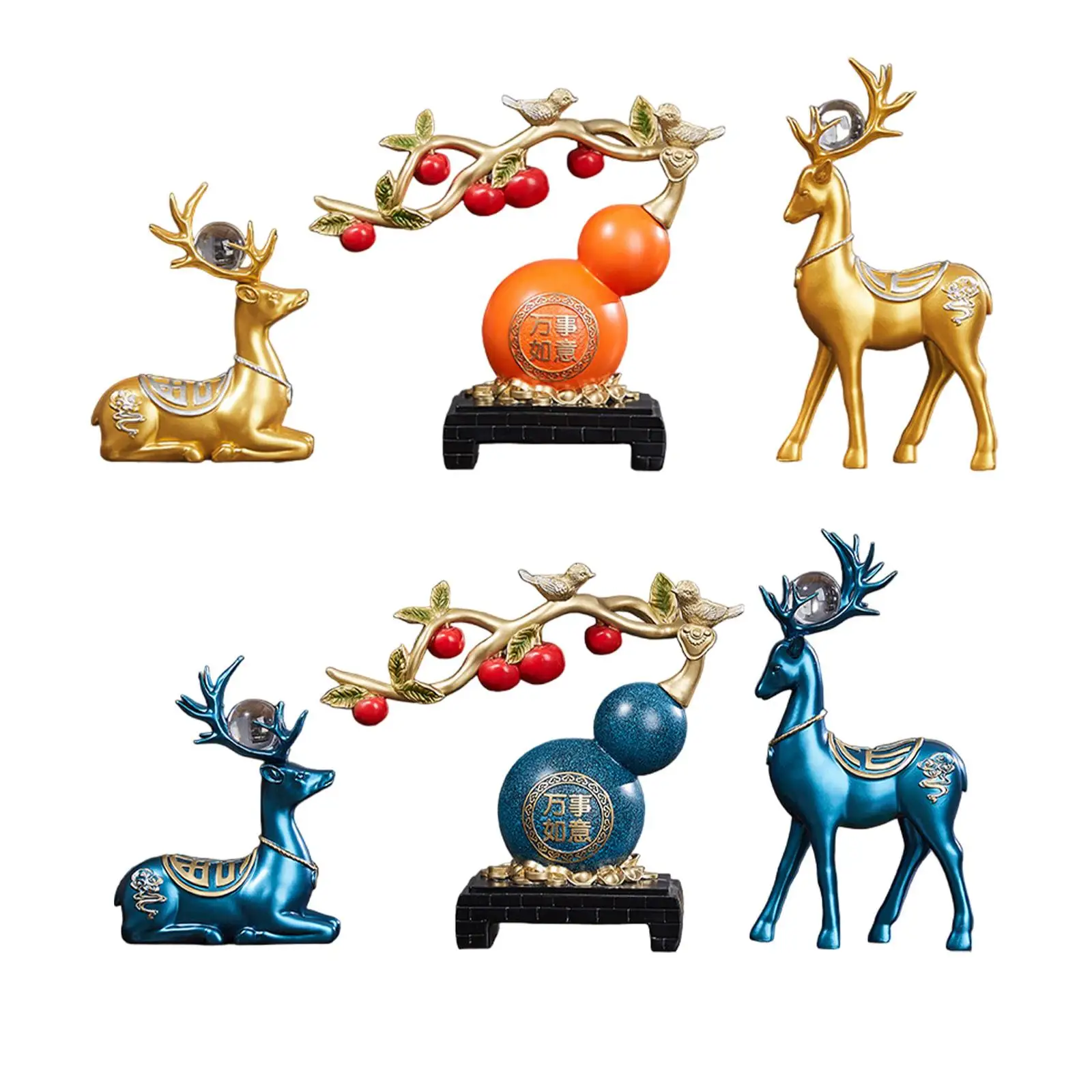 Elegant Deer Figurine Trio for Home Decor - Prosperity Sculptures