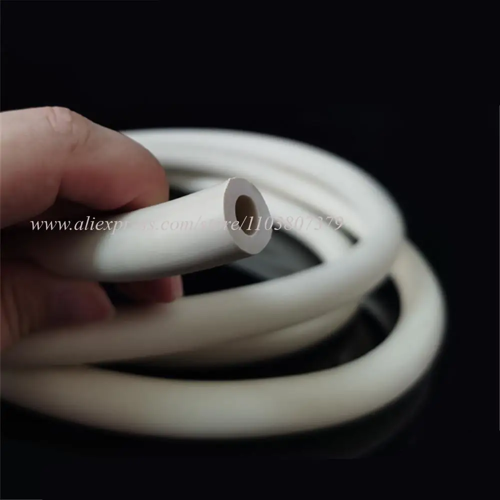 Flexible Nontoxic Tube Vacuum Rubber Tube High Temperature/Wear/Oil Resistance White Silicone Rubber Hose ID 2/3/4/5/6/8/16/19mm