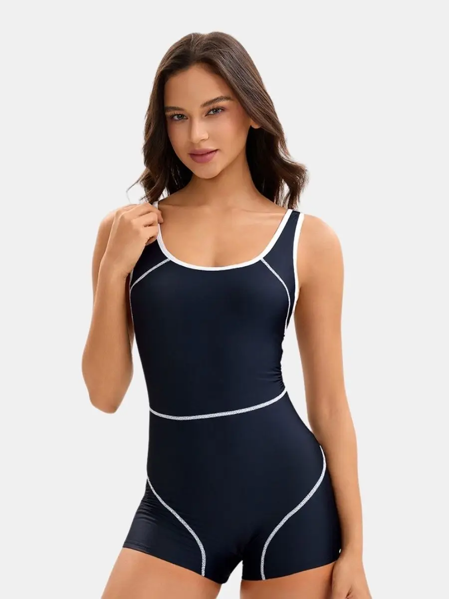 

Open Back Boyleg Bathing Suit Professional Training Swimwear Athletic One-piece Women Sports Swimsuit