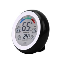 LCD Display Digital Thermometer Hygrometer Circular Touch Screen Temperature Humidity Tester Precision Portable Electronic Clock