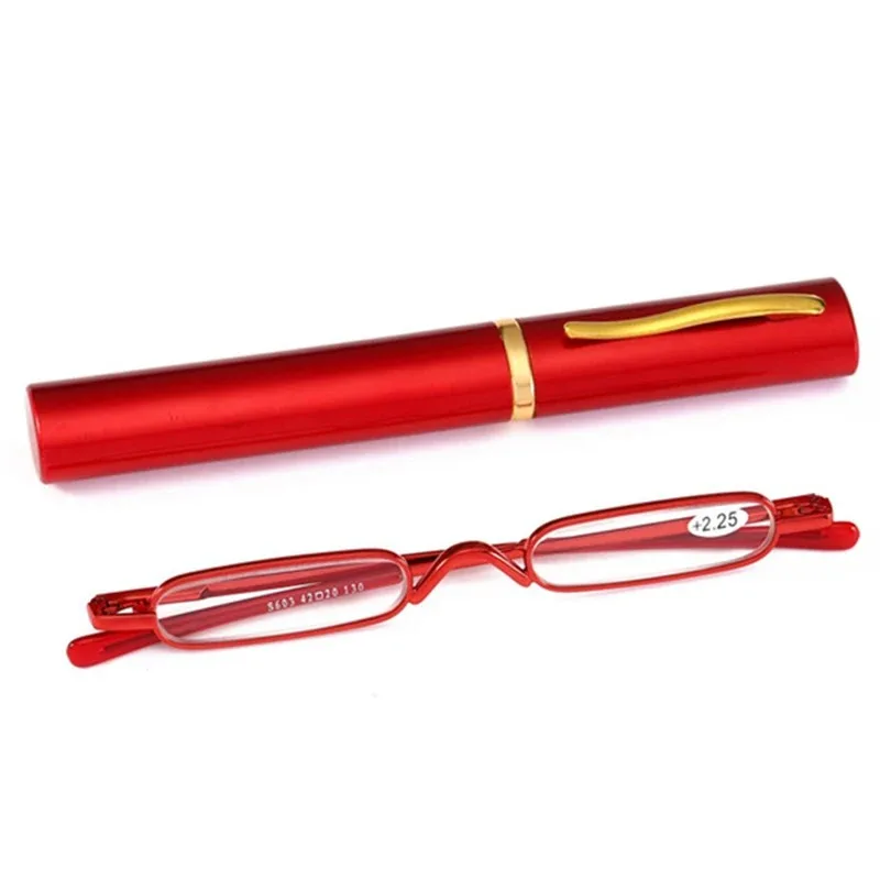 Neue Mini Super Schmale Falten Lesebrille Frauen Männer Tragbare Container Presbyopie Stift Gläser Mit Box + 1 + 1,5 + 2 + 2,5 + 3,0 – Detail 9