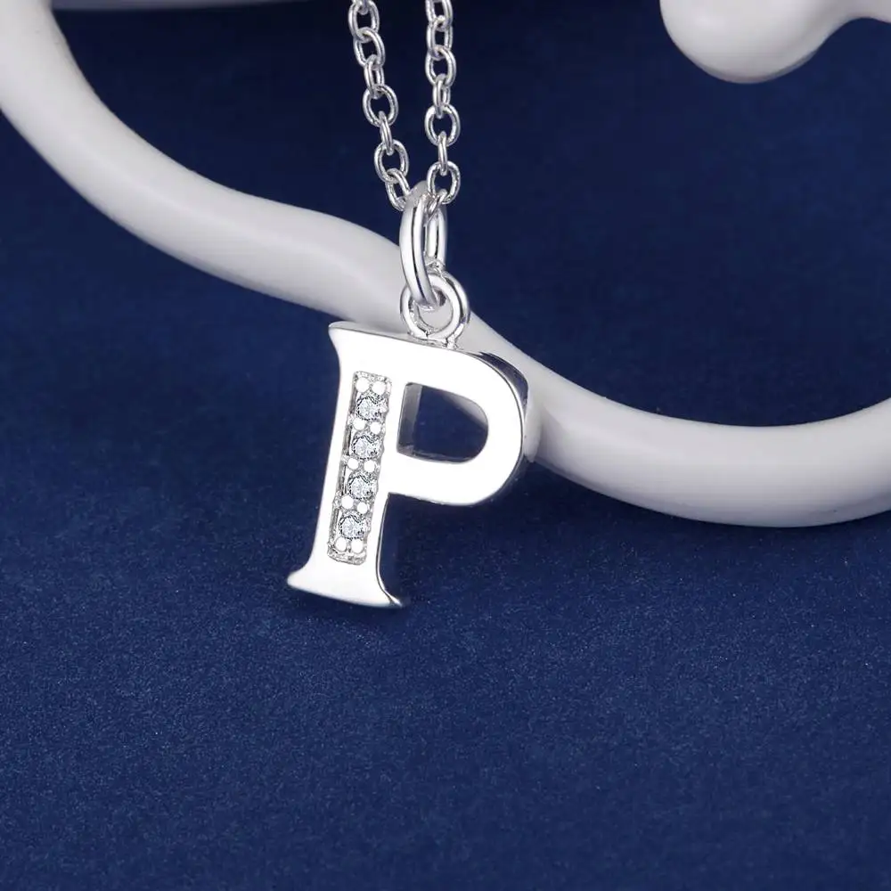 925 Sterling Silber 26 Buchstaben Halskette Anhänger für Damen Hochzeit Verlobung Schmuck Mode Klassiker Geschenk Party Hohe Qualität – Detail 13