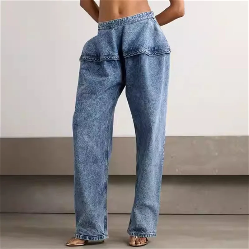 

Женские джинсы: Новые ретро-брюки прямого кроя с эффектом потертости, на весну 2026, с низкой посадкой, свободные, из чистого хлопка, джинсовые, в стиле Y2K