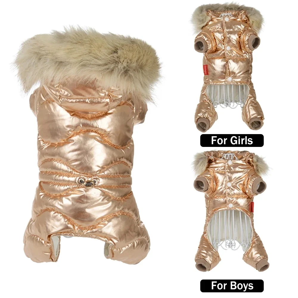 Winter-Kapuzen-Overall für kleine und mittelgroße Hunde und Katzen, wasserdichte Hundemanteljacke, winddichte Kapuzenjacken für Welpen, Yorkie, Chihuahua – Detail 6