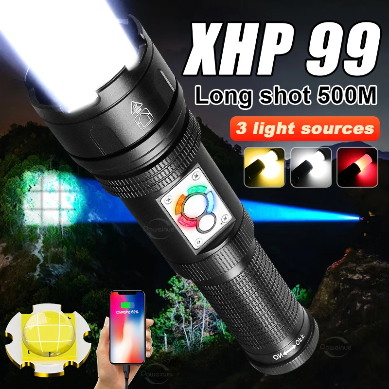 

1000000 High Lumens LED Tactical Flashlight High Power Camping Waterproof Lantern USB Rechargeable Design Portable Flashlight