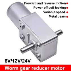 1pc JGY370 6V Dual Output Shaft Reducer Motors 12V Volt DC Worm Geared Double Shaft Motor 24V DC Reversed Reduction Self-lock
