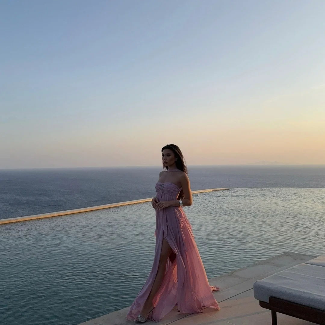 Sansa Maßgeschneiderte rosa glitzernde, rückenfreie Ballkleider mit seitlichem Schlitz, Netzstoff فسات Preuje Plata Diego Aj Diego A-Linie Vestidos de Festa 2025