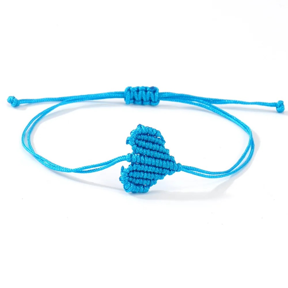 البوهيمي نمط الحب على شكل قلب المنسوجة أساور مطوية اليدوية مضفر قابل للتعديل عارضة حزب زوجين الصداقة هدية عيد ميلاد