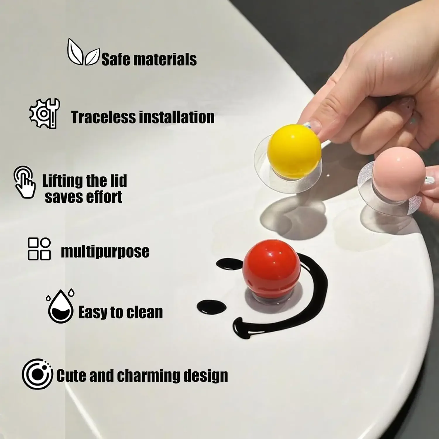 1-50PCS Red Nose Smiling Face Toilet Lid Lifter Does Not Require Dirty Hands Advanced Lift Lid Toilet Board Lifter Pull Ring