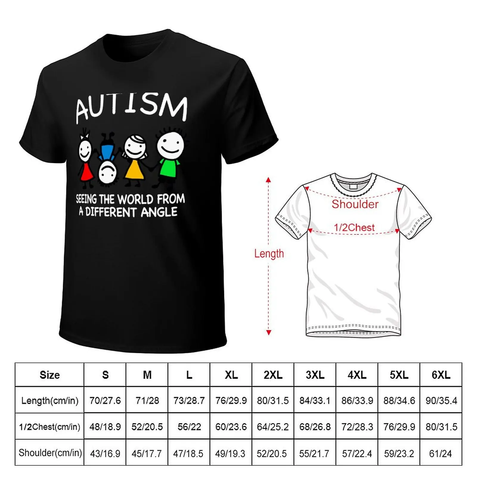 Autism Seeing The World From A Different Angle T-Shirt Plus Size Non-Shrink T-Shirt