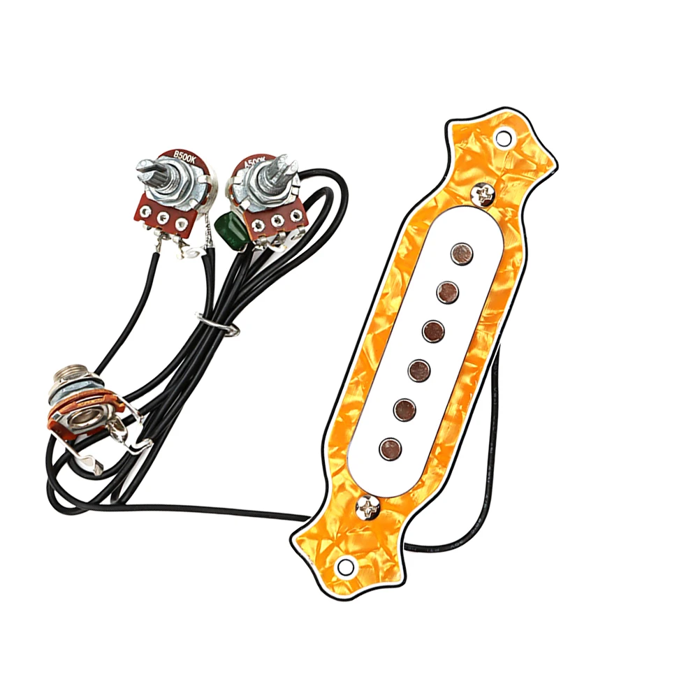 

High Sensitivity Guitar Pickup Lightweight Small Size No Drilling Required Clear Sound Metal Acoustic Pickup Yellow Folk Guitar