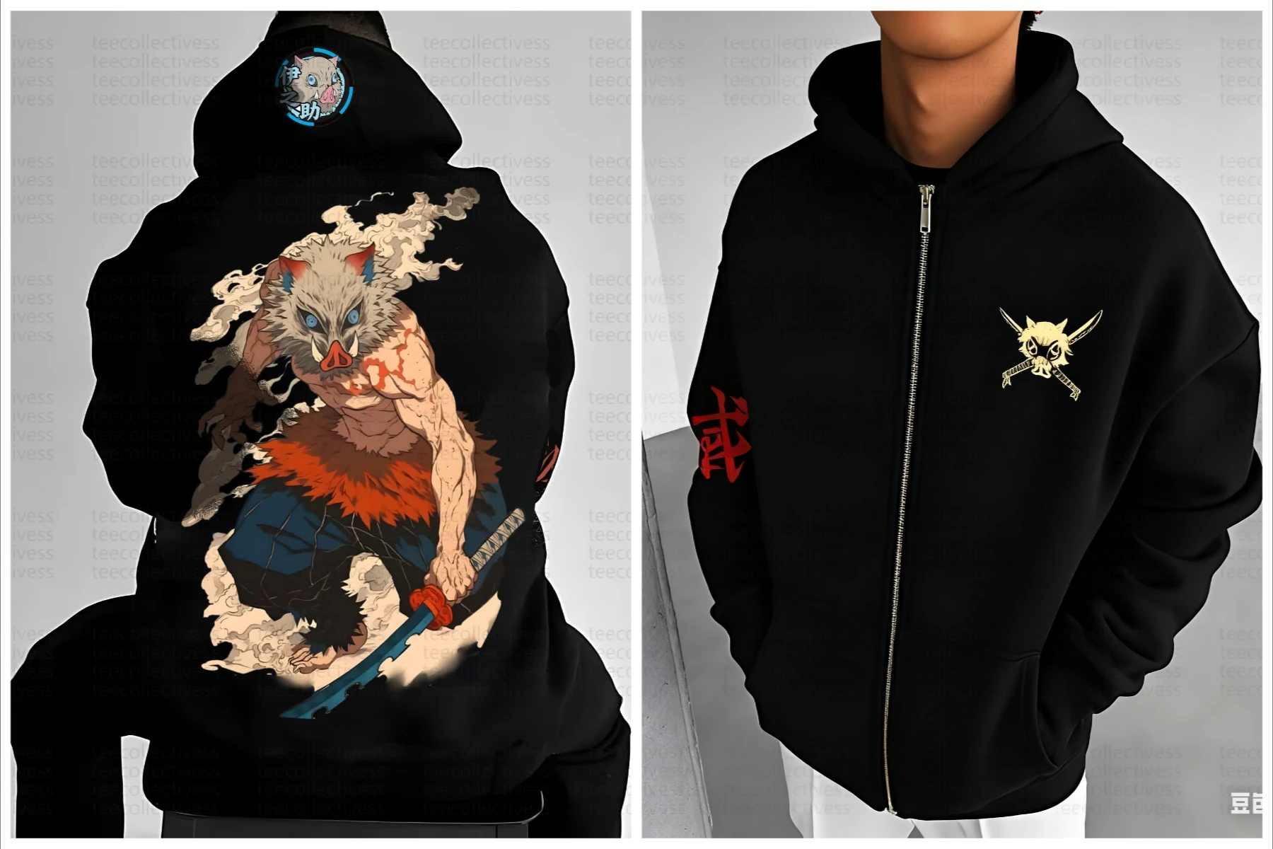 

Demon Slayer Inosuke Hashibira маска кабана аниме толстовка мужская черная хлопковая повседневная с длинным рукавом осень-зима уличная мода