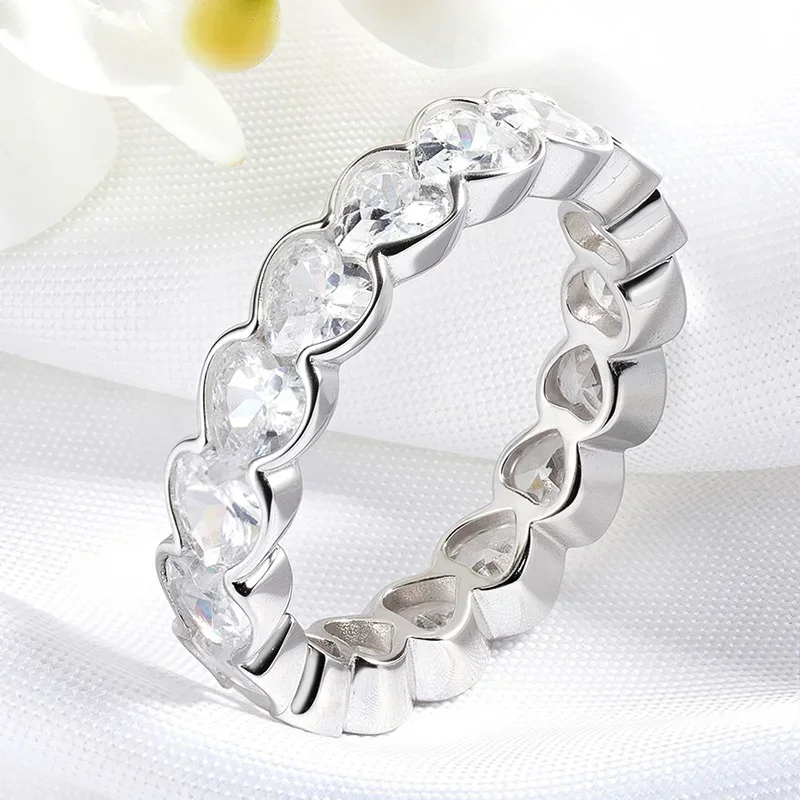 FCGJHW 3/4mm D Color Moissanite Rings Full Diamond Luxury Bridal Promise Band for Women Original S925 Silver Jewelry 2026