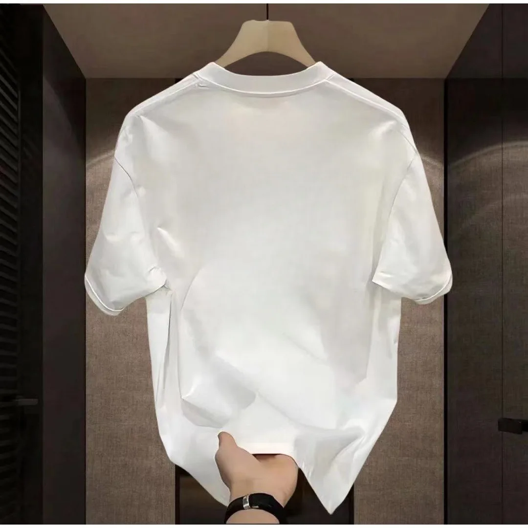 Summer Men\'s Cotton T-shirt Oversized Loose Retro Trendy Printed Top High Quality Men\'s Clothing High Street Fashion Sweatshirt