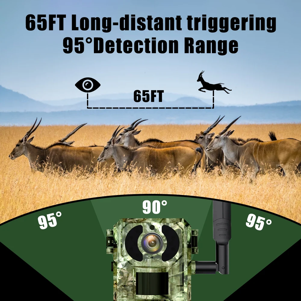 4G Sim Solar Trail Game 940nm Infrared PIR Detect Waterproof Wildlife Hunting Camera 2K HD for Home Security Wildlife Monitoring image 6