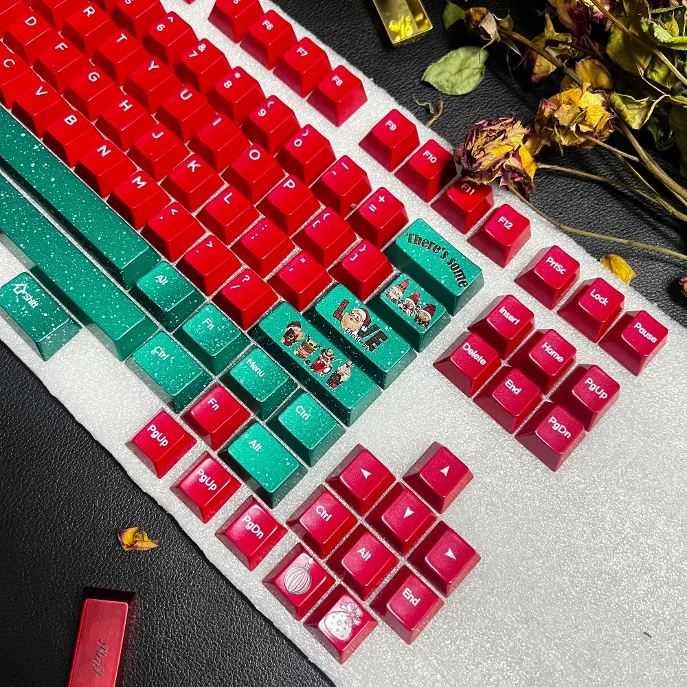 

Christmas Themed Keycaps Custom Metal Cherry Profile 87% Artisan Key Caps 7u/6.25u Space Bar Point Keycap Gamer Accessories Gift