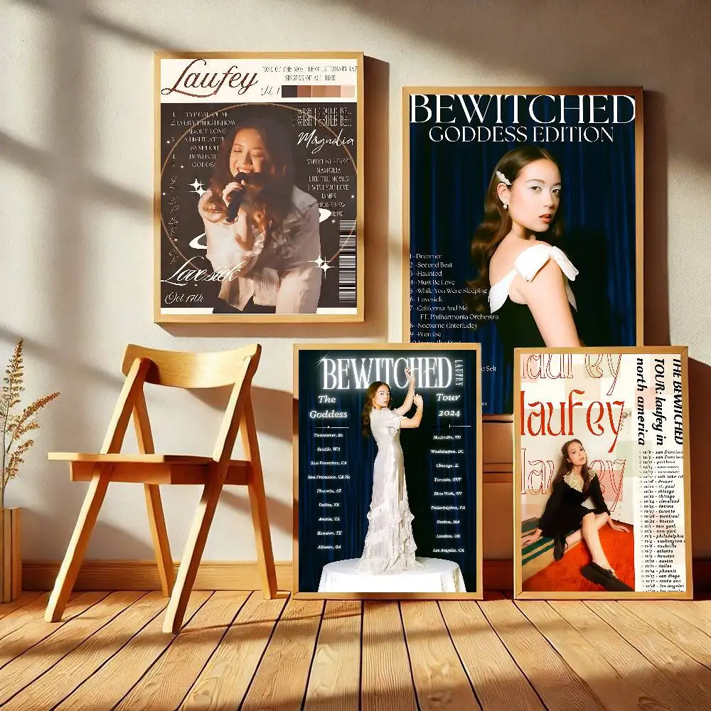 Singer Laufey Bewitched Whitepaper Poster Waterproof Paper Sticker Coffee House Bar Aesthetic Art Wall Painting