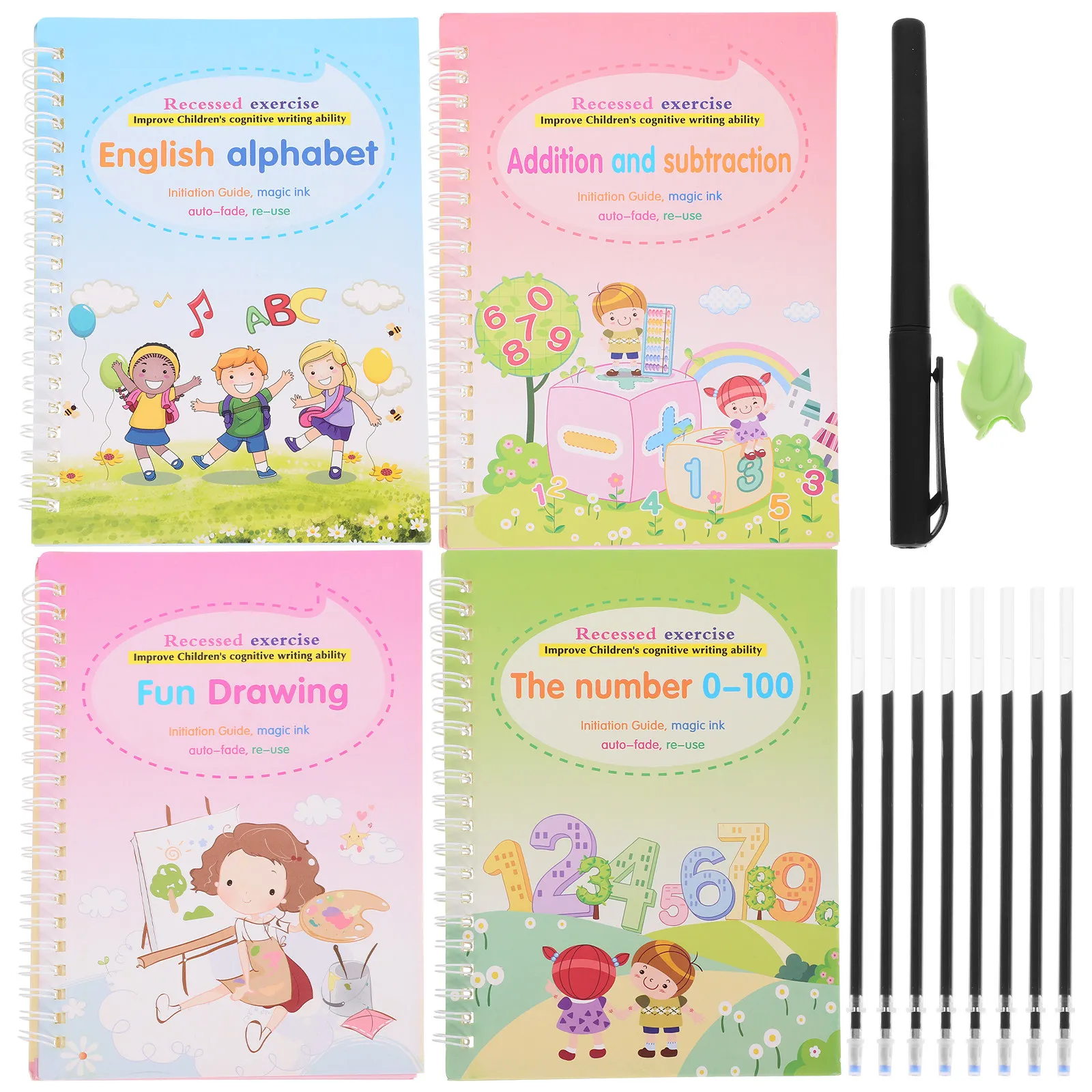 

1Set Premium Grooved Handwriting Book for Kids Writing Practice Alphabet Tracing Preschool Calligraphy Training