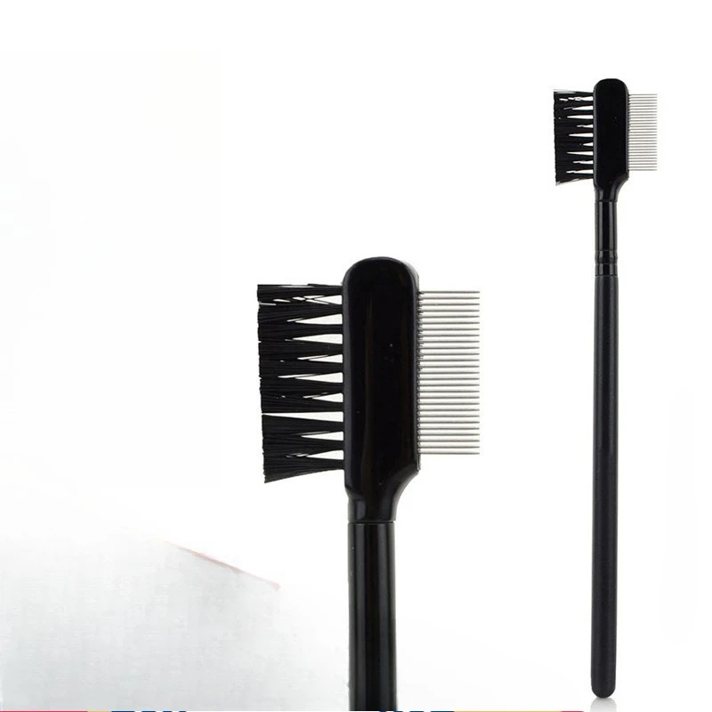 Double End Steel Needle Eyebrow Comb Dual Use Makeup Brow Grooming Tool Eyelash Brush Metal Lash Separator Mascara Applicator