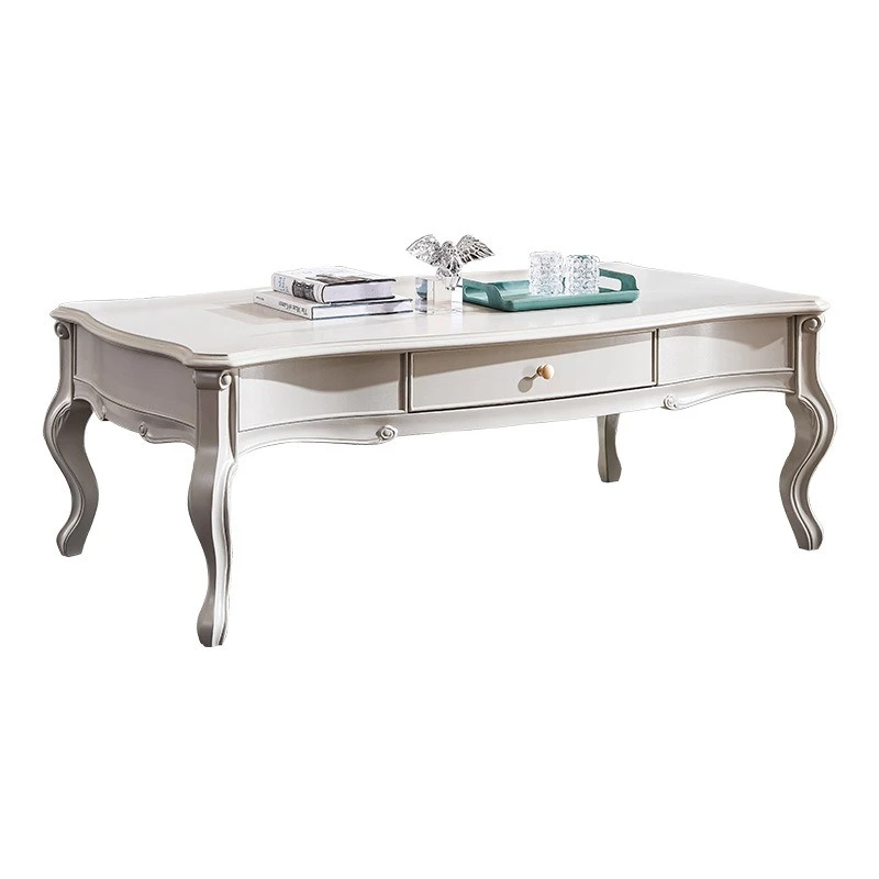 

Household solid wood coffee table European small apartment light luxury living room furniture rectangular simple