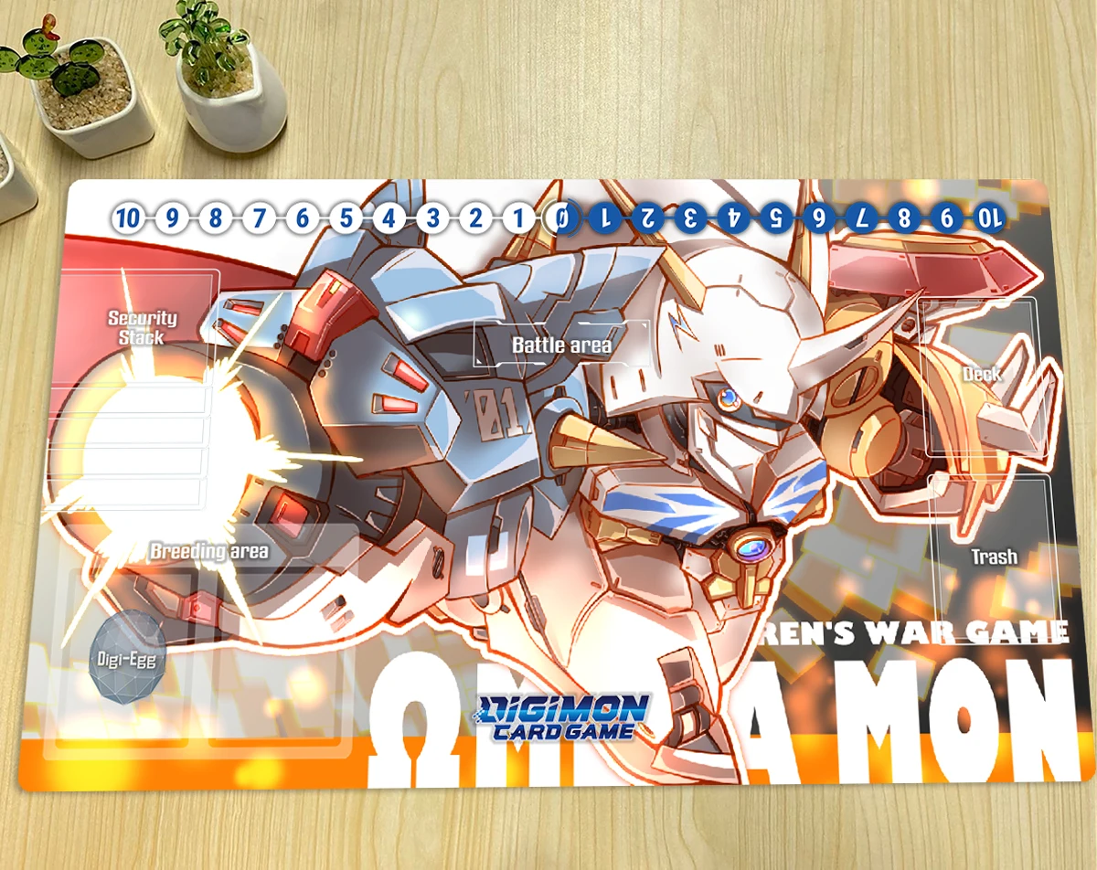 Digimon Playmat Omnimon Omegamon DTCG CCG Mat Board Game Trading Card Game Mat Anime Mouse Pad Rubber Gaming Accessories & Bag