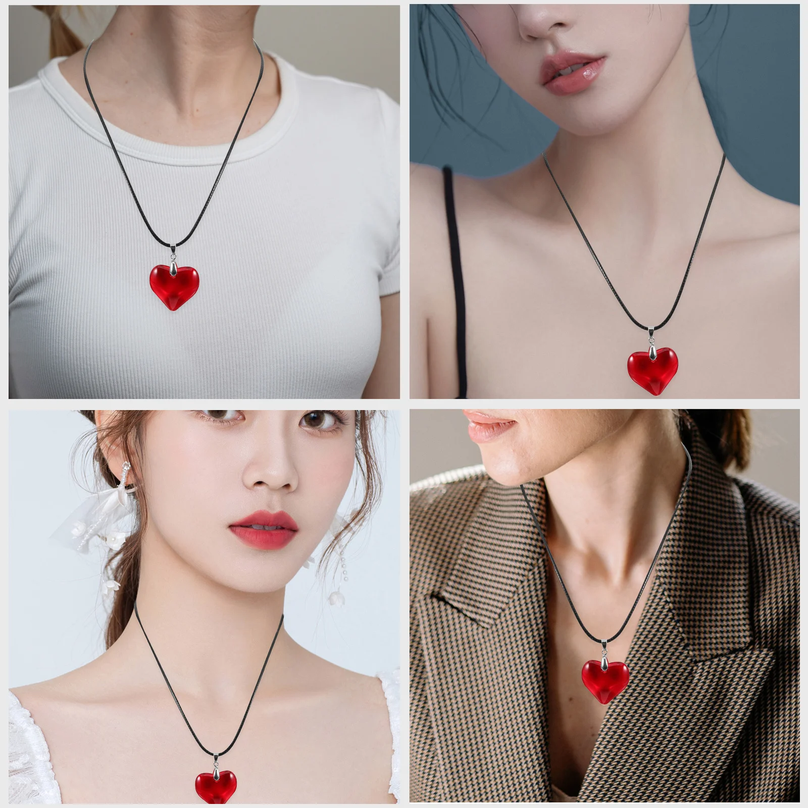 

Pendant Necklace for Women Heart Shaped Fashion Jewelry Elegant Clavicle Chain Minimalist Design Daily Wear Couple Gift Idea