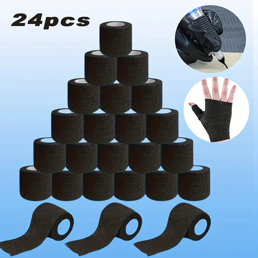 

24 шт., ленты для татуировки, самоклеящиеся повязки, дышащие эластичные бинты для тату-машины, аксессуары для ручек