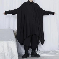 Hemd Männer Frühjahr Neue Langarm Mode Hrajuku Gothic Unregelmäßigen Hübscher Lose Oversize drehen-unten Kragen Stilvolle Kleidung