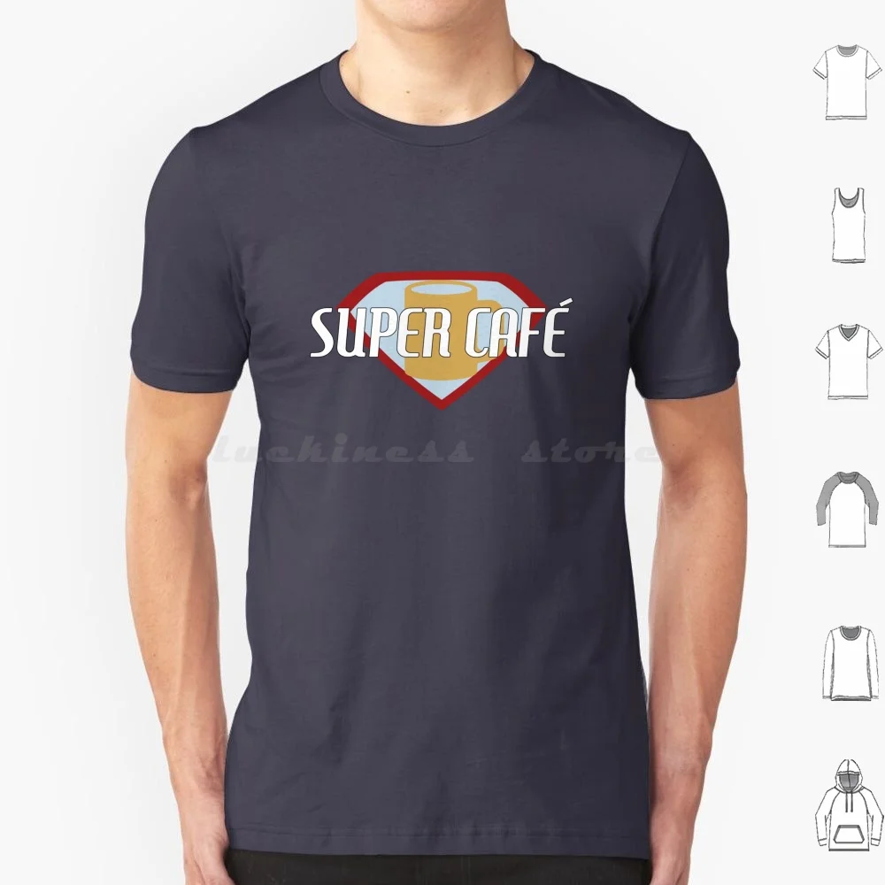 Super Café T Shirt Cotton Men Women DIY Print Super Café Super Bat Wonder Superhero Hero Man Woman Coffee Coffee Shop Comics
