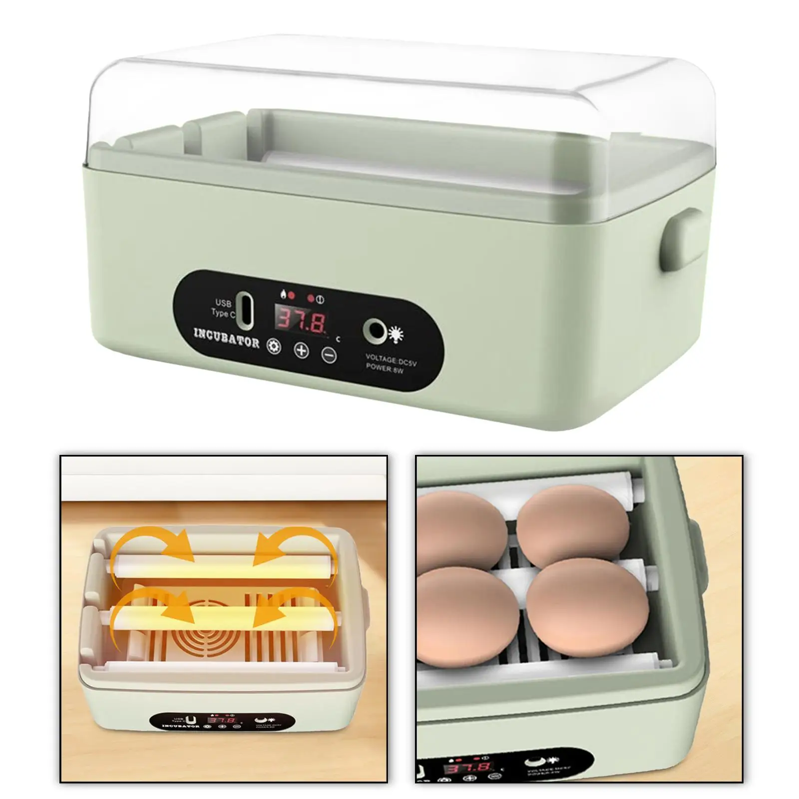 Mini Egg Incubator, Digital Duck Incubator for Parrot, Chicken, Quail, Duck