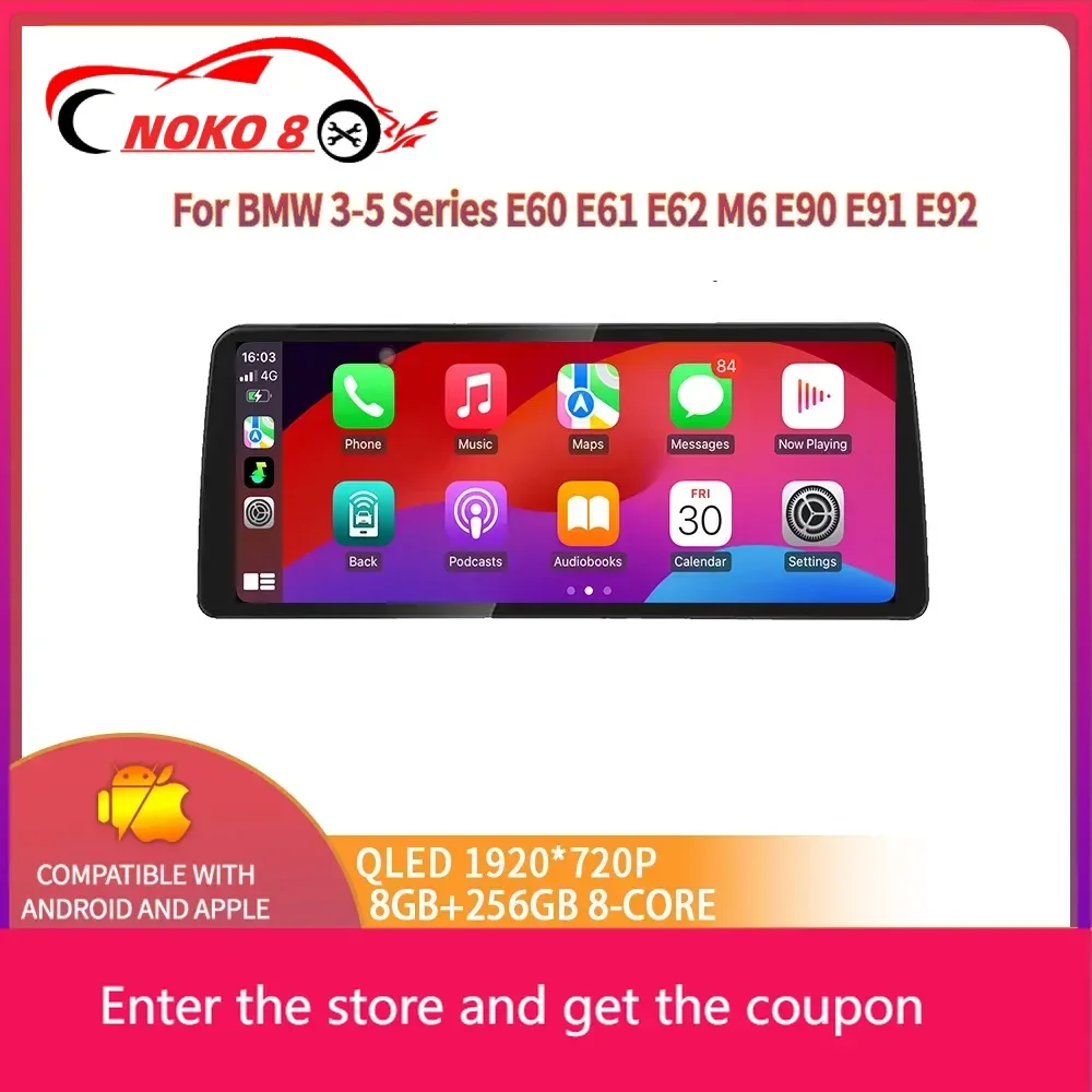 

12.3" Car Radio Android For BMW 3-5 Series E60 E61 E62 M6 E90 E91 E92 Automotive Multimedia Bluetooth Navigation CarPlay Screen