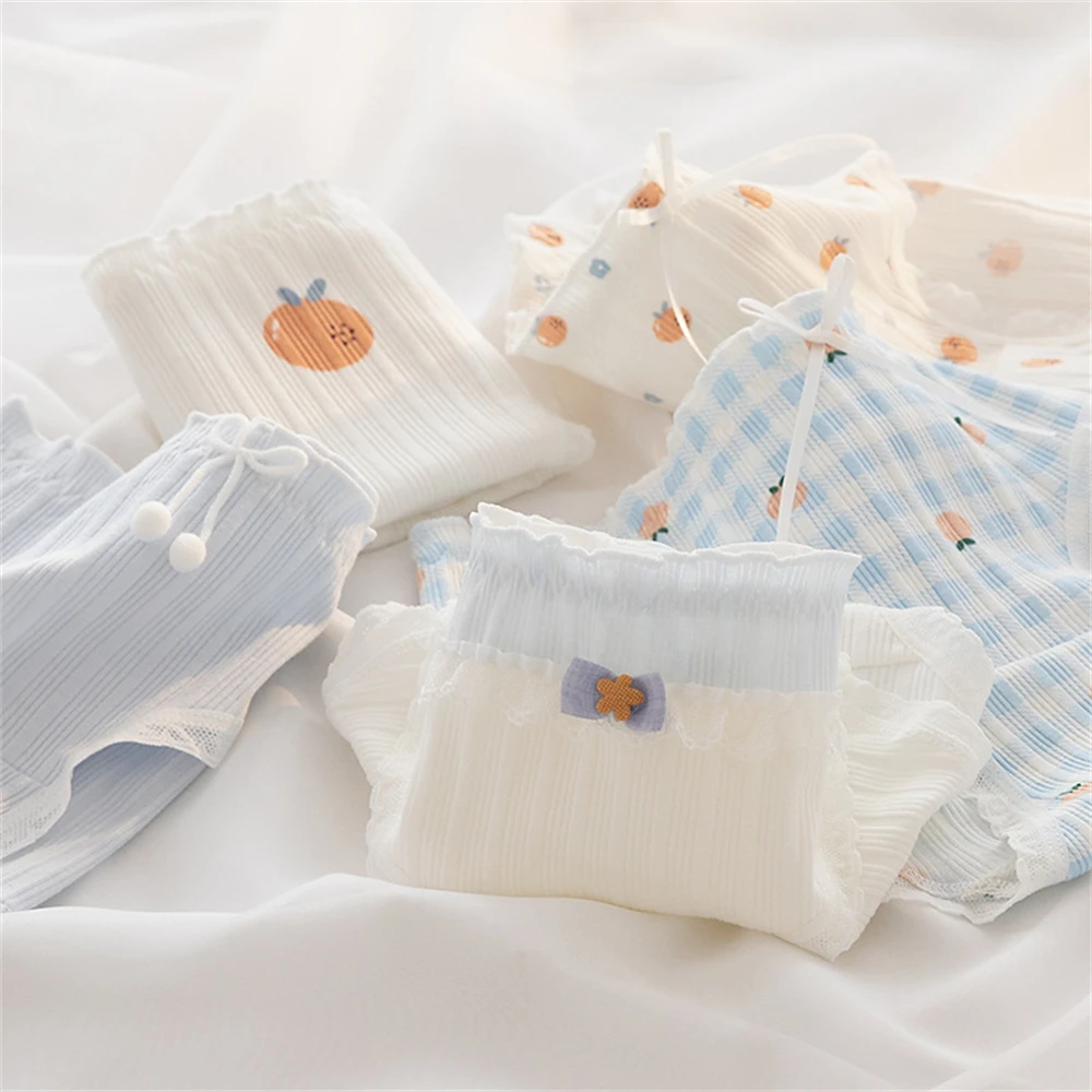 

Korean sweet ugly tangerine waist comfortable breathable cotton crotch lace sweet buns ladies briefs TL135
