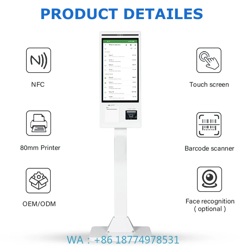creen POS Self Ordering Machine Self Service Payment Ordering Kiosk for Restaurants Factory Price Fast Food 21.5 32inch Touch S