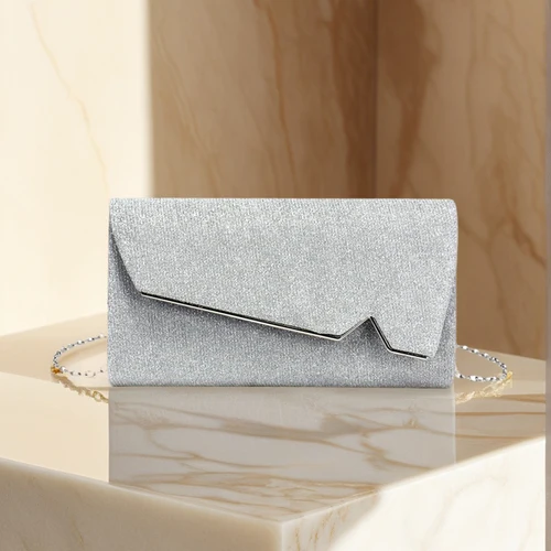 Imagen 2 del producto Nuevo diseño, bolsos de noche con lentejuelas de Color púrpura para mujer, bolsos de mensajero con cadena de hombro dorada de Metal con purpurina para fiesta y boda Din