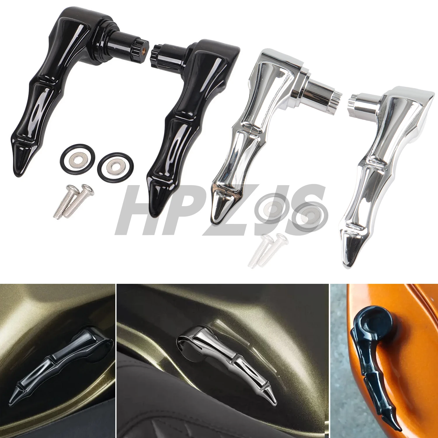 

Chrome/Black Saddlebag Lid Lifters Latch Handle Lever For Harley Motorcycle Touring Road King Street Glide FLHR FLTRXS 2014-2023