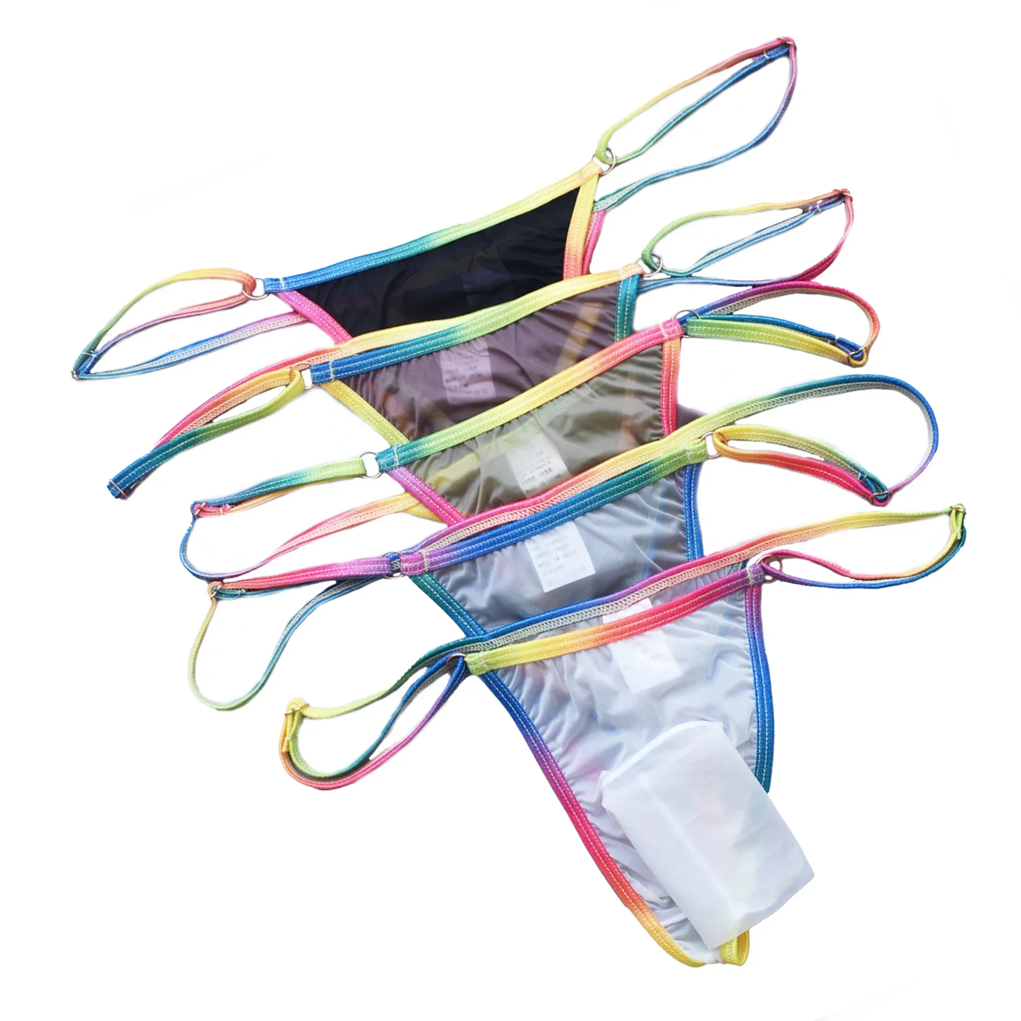 Men's Open Elephant Nose Bulge Pouch Trunks Thongs Briefs Adjustable Ultra-thin Ice Silk Sexy G-strings See Through Underpants