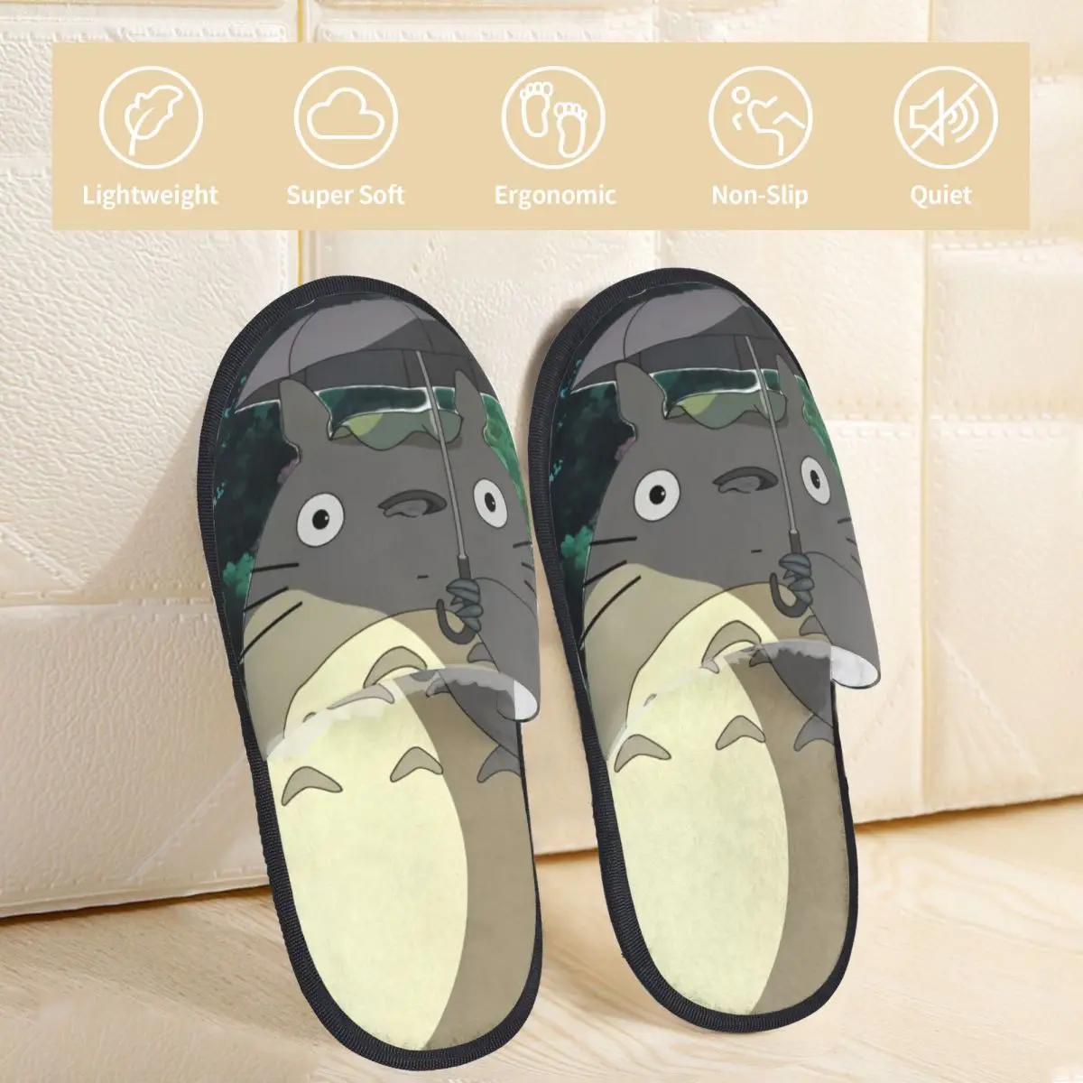 Cartoon Funny Cute T-Totoros Winter Slippers Indoor Soft Memory Foam Slides Non-skid