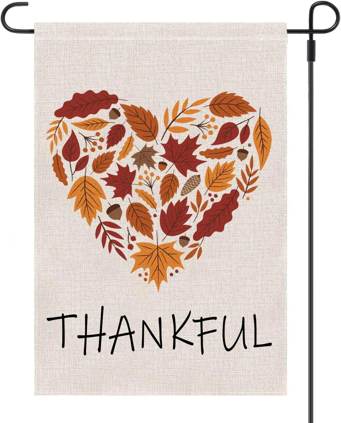 Thankful Garden Flag Burlap Autumn Leaf Heart Thanksgiving Garden Flag, Double Sided Happy Fall Harvest Rustic Yard Outdoor jjp