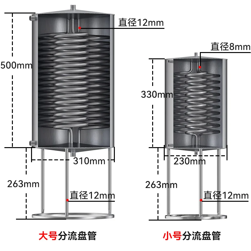 Coil Cooler Heat Exchanger Tube Hot and Cold Water Distillation Wine-Making Equipment Condensation 304 Stainless Steel Lifting