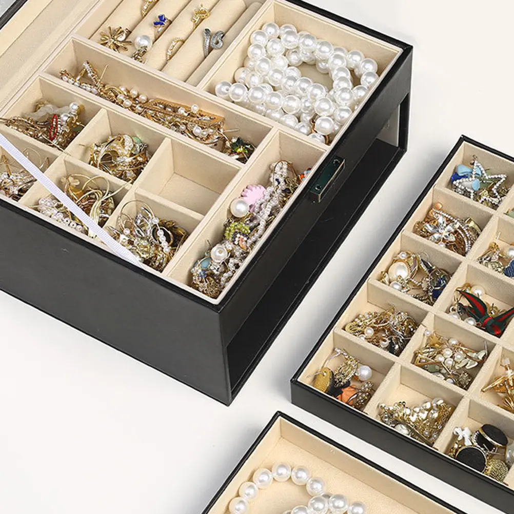 

1 Set Jewelry Box Multi-Layer Desktop Drawer Organizer For Rings Earrings Pendants Storage Display Case Durable Sundry Holder
