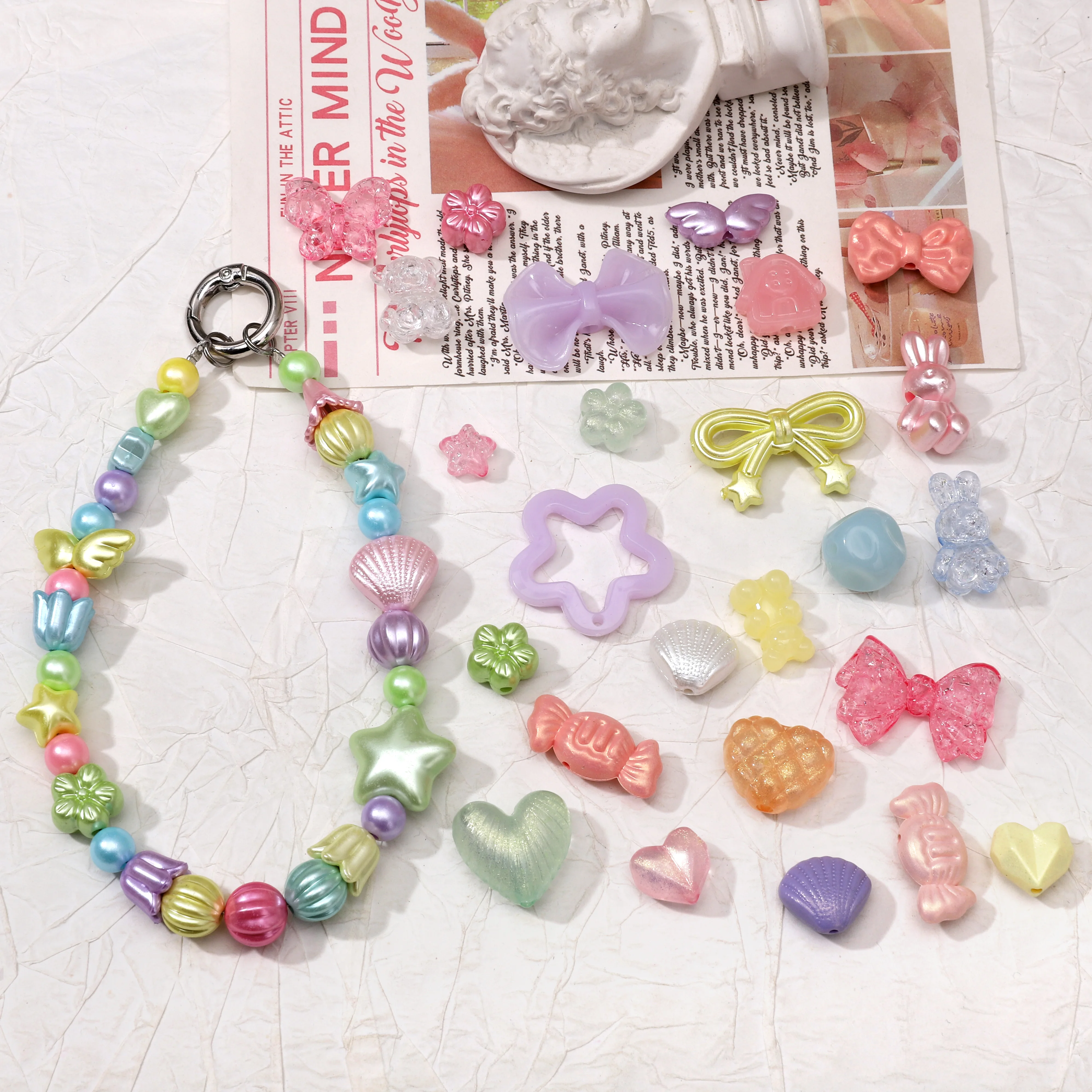 50g/bag Random Mix Styles Acrylic Beads Loose Spacer Beads For Jewelry Making DIY Handmade Bracelets Necklace Accessories