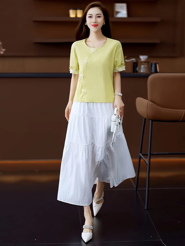 

Short Sleeve Dress Summer Fashion Slimming Two-Piece Set Dress