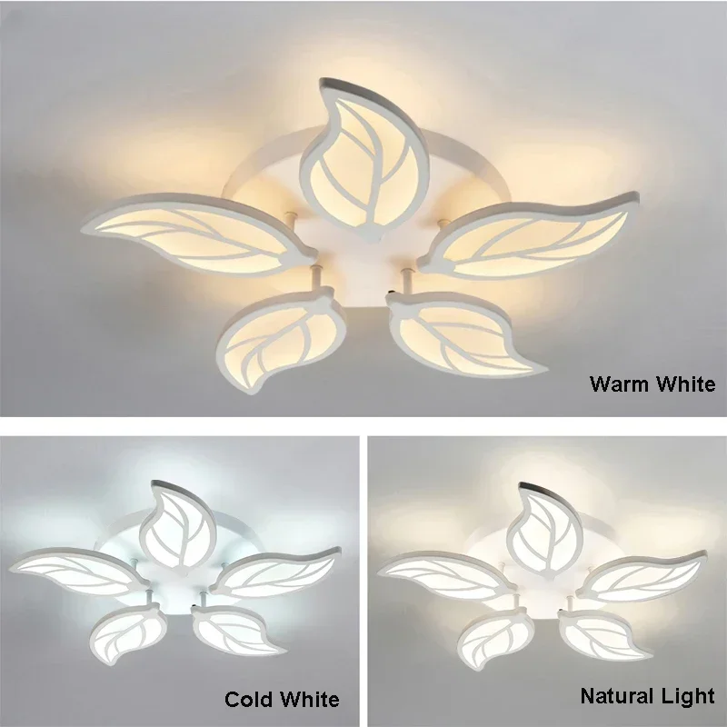 ホワイトアクリル葉-led-シーリングライトモダンシャンデリア北欧壁ランプホームリビングダイニングルーム装飾アート器具ルミナ